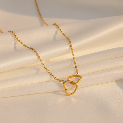 Double Heart Interlocking Necklace