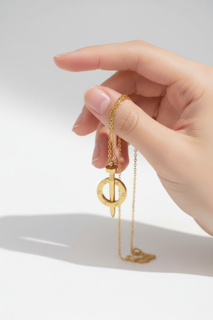 Gold Nail Ring Pendant Necklace 💛