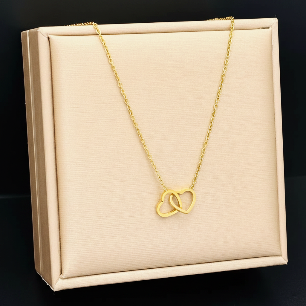 Double Heart Interlocking Necklace