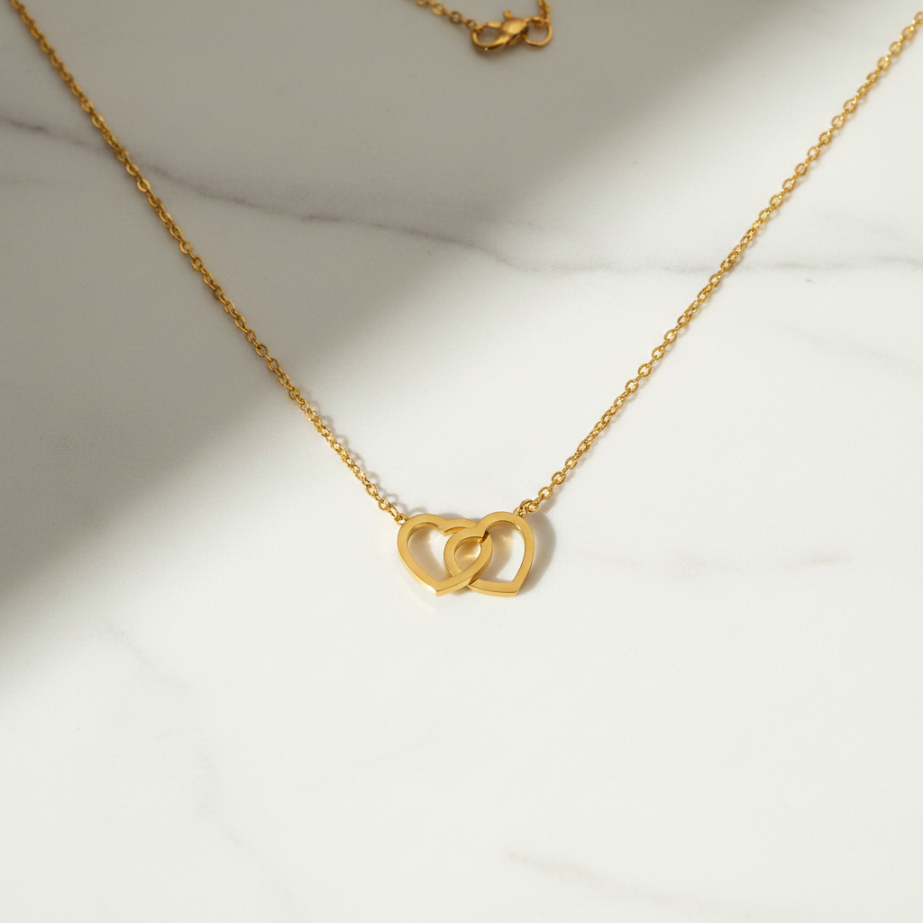 Double Heart Interlocking Necklace