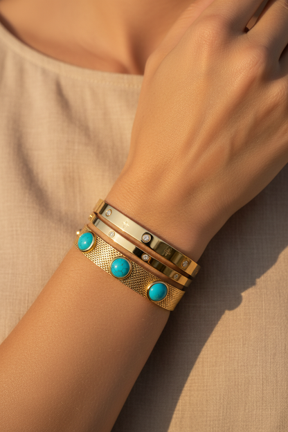 Gold & Turquoise Bracelet Set