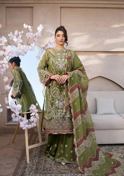 ELAF Premium Celebrations Embroidered Organza Unstitched 3Pc Sui NOOR E RIVAJ