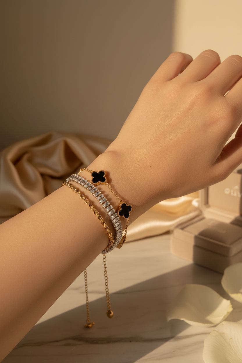 Luxe Golden Bracelet Trio