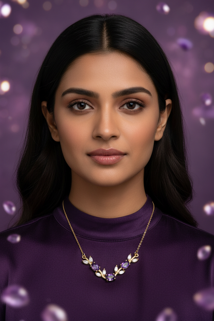 Model with Amethyst Purple Necklace