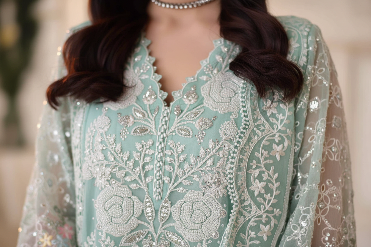 Neckline Detail Sea Green