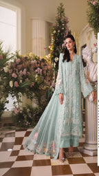 3 Piece Unstitched Embroidered Chiffon Suit
