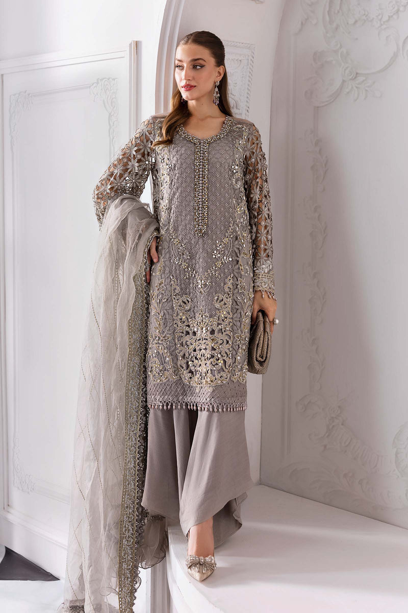 3 Piece Unstitched Embroidered Organza Suit | BD-3006