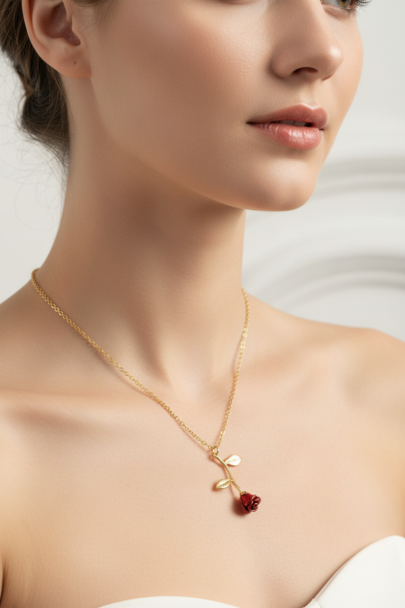 Rose Necklace — Neck Shot