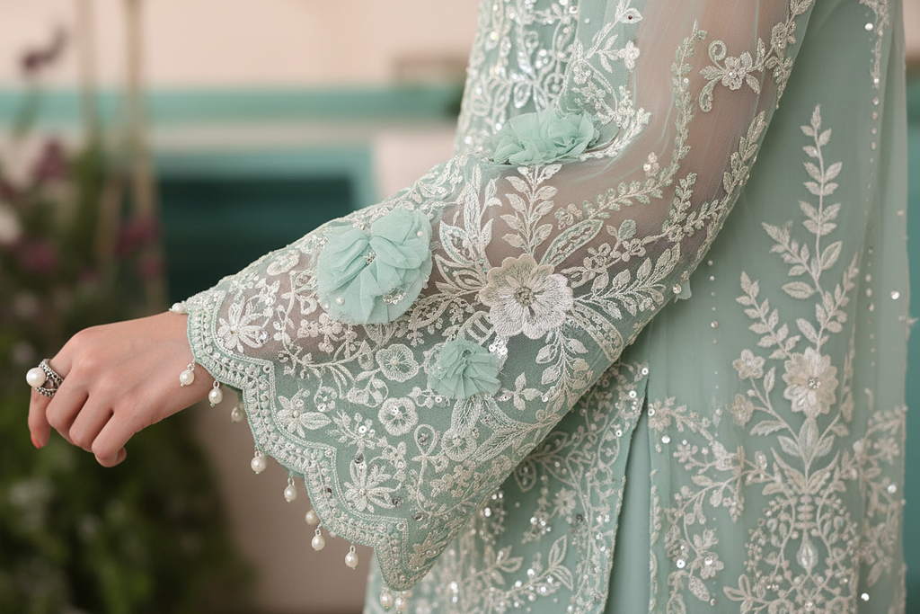 Sleeve Detail Sea Green