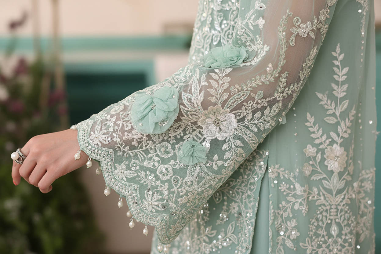 Sleeve Detail Sea Green
