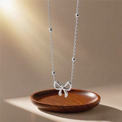 Bow Charm Satellite Chain Necklace | Gold & Silver