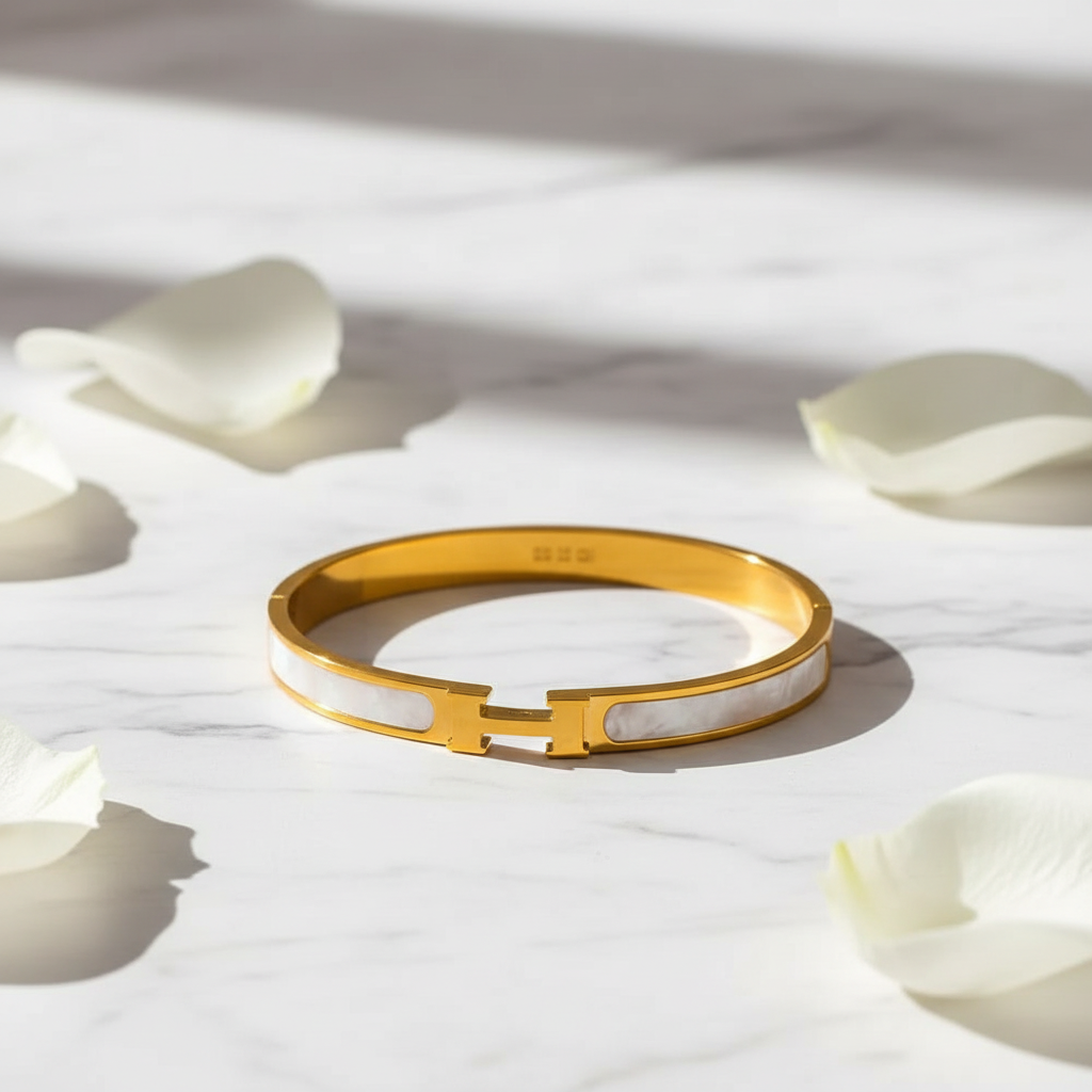 White H-Bangle Product Shot