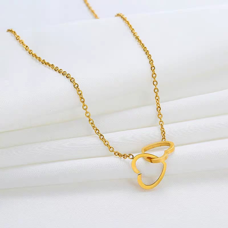 Double Heart Interlocking Necklace